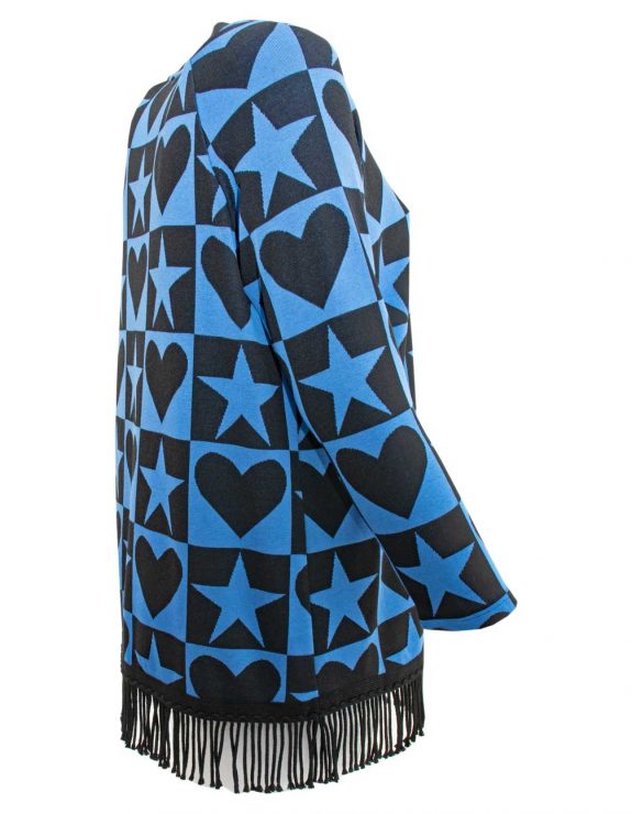 Mona Lisa Pulli Herz Fransen blau – Bild 4