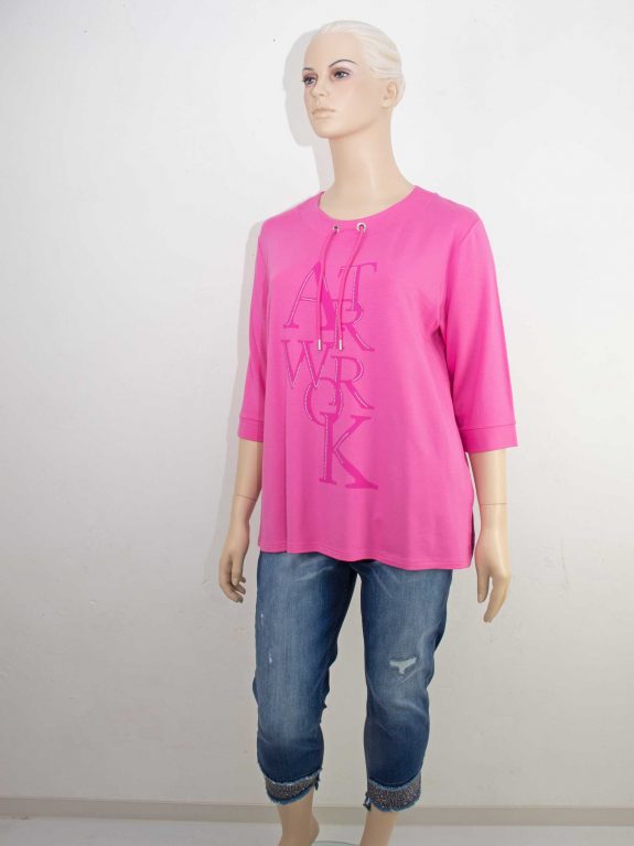 Doris Streich Sweatshirt rosa Wording Glitzer große Größen Frühjahr Mode online