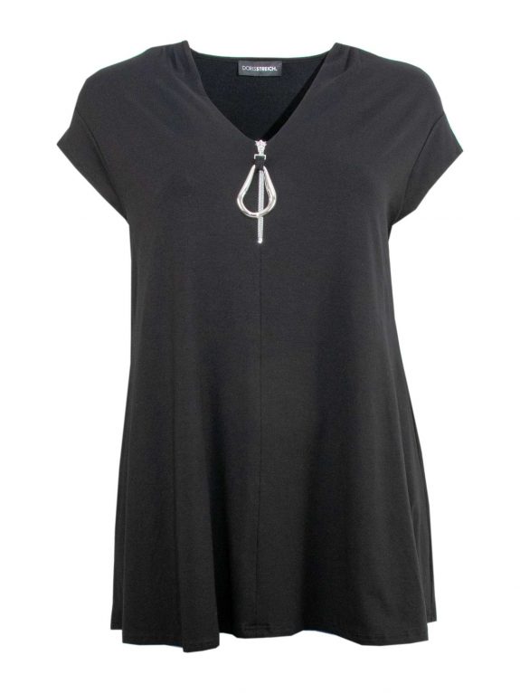 Doris Streich long Top zipper flared black plus size spring summer fashion online