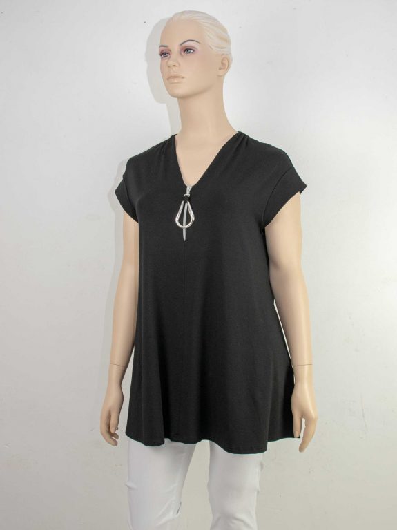 Doris Streich long Top zipper flared black plus size spring summer fashion online
