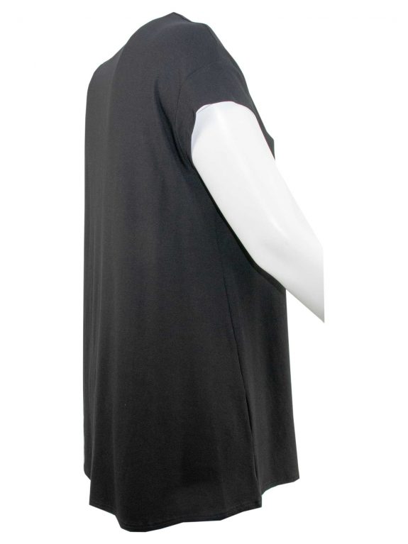 Doris Streich Long-Top Zipper A-Linie schwarz Kurzarm große Größen Frühjahrsmode online