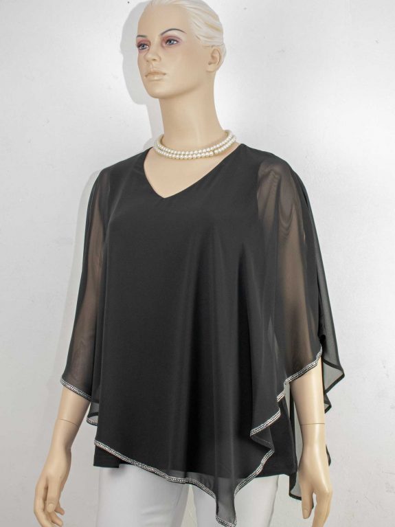 Doris Streich Chiffon Oberteil Glitzer 2-lagig schwarz große Größen festliche Mode online