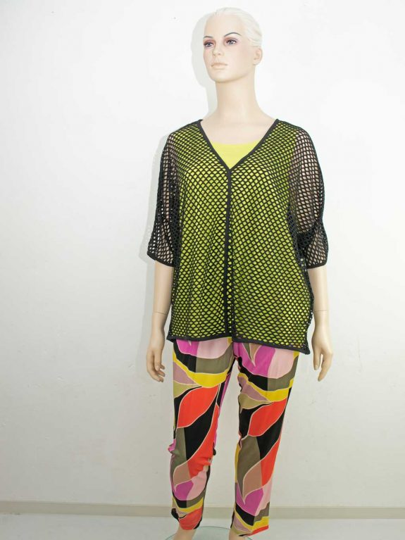 Verpass hose slinky Druck Mesh Shirt Top leichter Jersey limonefarbig grün große Größen Frühjahr Sommer Mode online