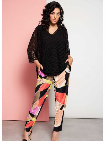 Verpass pants allover print slip-on mesh top  plus size elegant spring summer fashion online