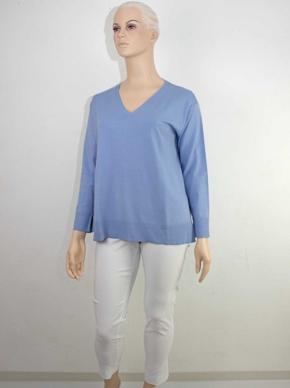 Elena Miro V-neck sweater sky blue plus size spring fashion online