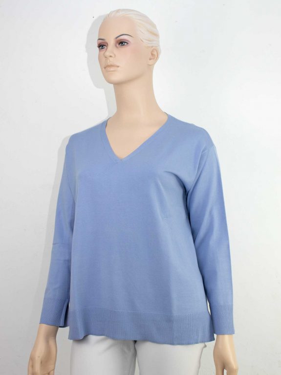 Elena Miro V-neck sweater sky blue plus size spring fashion online
