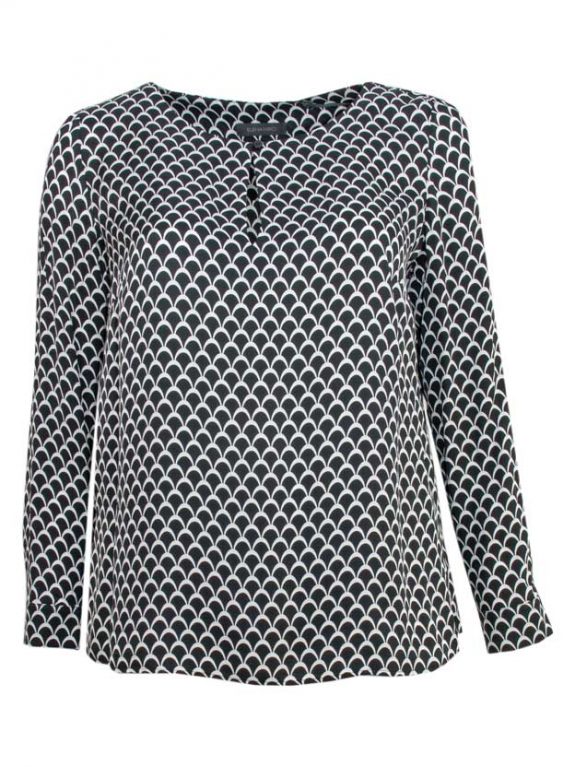 Elena Miro Blusen-Shirt schwarzweiß Muster große Größen Frühjahr Mode online