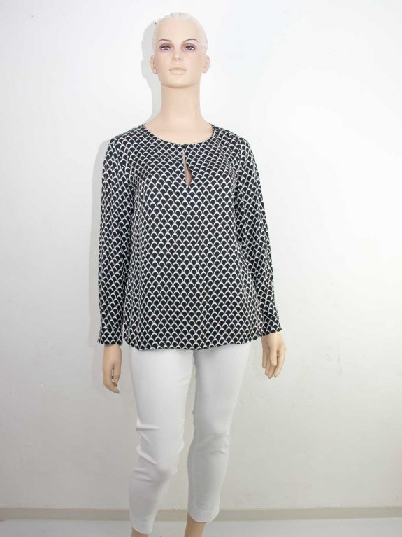 Elena Miro Blouse Top black & white pattern plus size spring fashion online