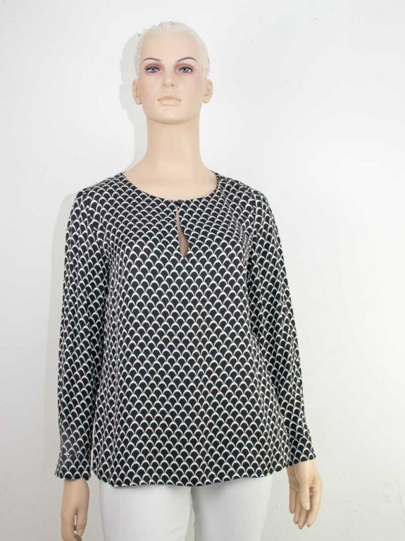 Elena Miro Blouse Top black & white pattern plus size spring fashion online