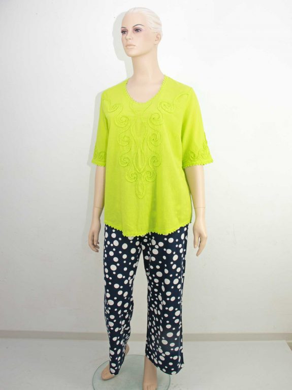 Mona Lisa Blusen-Shirt Baumwolle Kurbelstickerei grün große Größen Frühjahr Sommer Mode online
