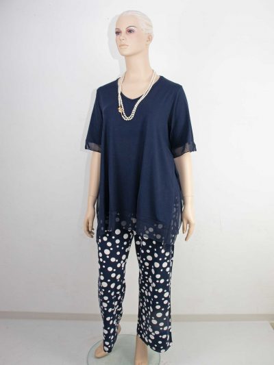 seeyou Marlene Hose Jersey Tupfen blau-weiß Tunika große Größen Frühjahr Sommer Mode online