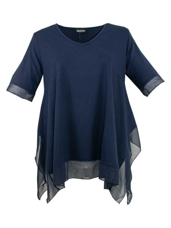 seeyou Tunic darkblue handkerchief hemline plus size spring summer fashion online