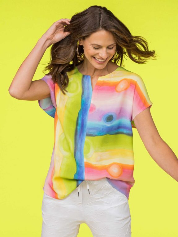 seeyou Blusen-Shirt Wasserfarben Kurzarm große Größen Sommer-Mode online