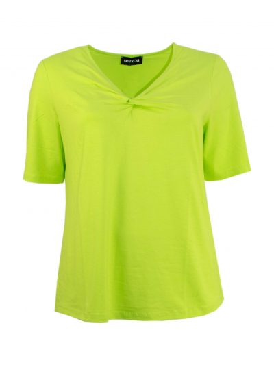 seeyou Shirt verknoteter V-Azusschnitt limone A-Linie große Größen Frühjahr sommer Mode onine