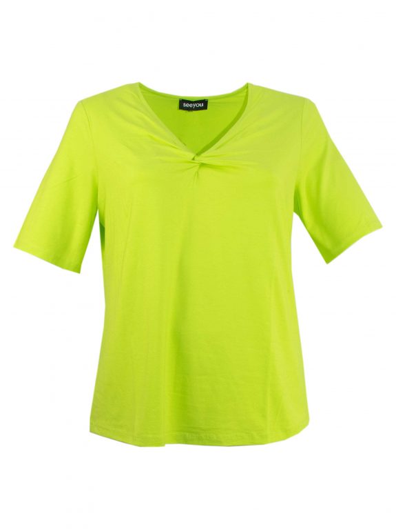 seeyou T-Shirt V-neck knot green plus size spring summer fashion online