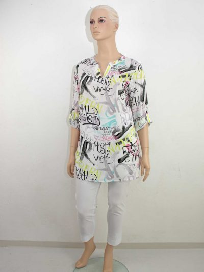 Doris Streich Tunika-Bluse Graffiti Krempelarm große Größen Sommer Mode online