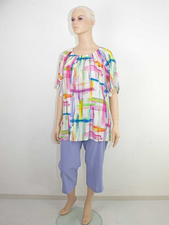 KjBRAND Carmenbluse Hose Culotte superleichte Baumwolle flieder große Größen Frühjahr Sommer Hosen Mode online