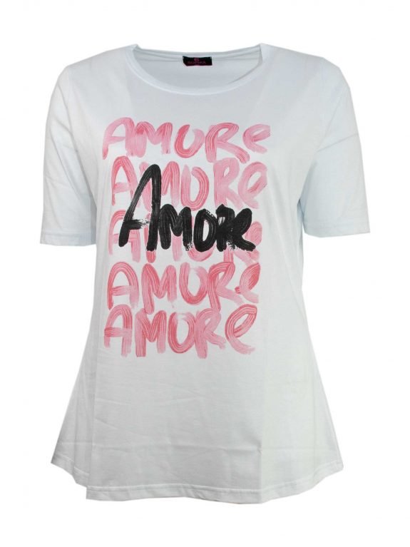 Sophia Curvy Shirt Baumwolle Amore weiß pink große Größen Frühjahr Sommer Mode online