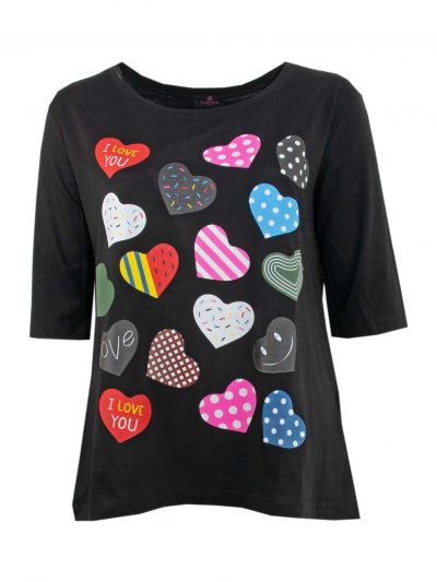 Sophia Curvy t-Shirt hearts black plus size spring summer fashion online