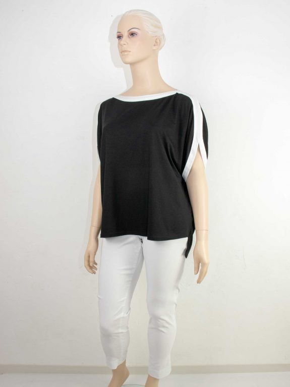 rt schwarz kastig weiße Streifen große Größen Frühjahr Sommer Mode online