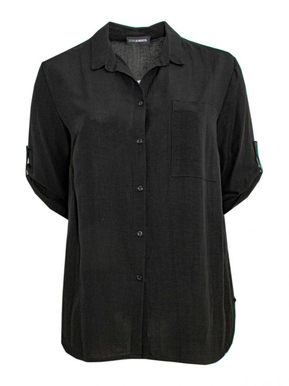 Doris Streich leichte Bluse Krempelarm schwarz Viskose große Größen Frühjahr Sommer Mode online