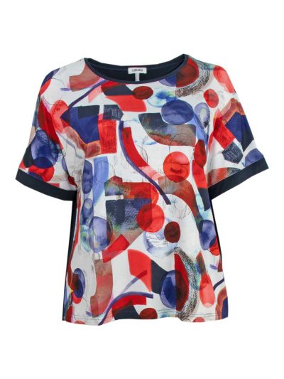 KjBRAND T-Shirt geometrical print red blue plus size spring summer fashion online