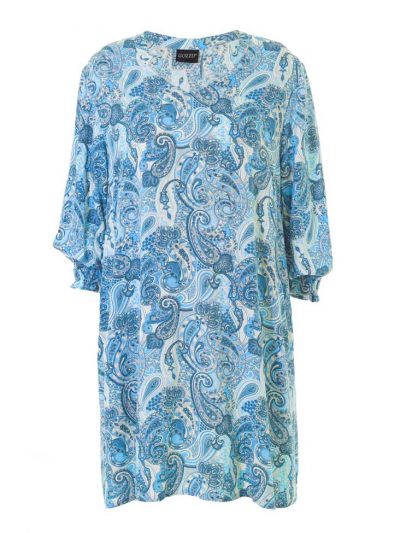 Gozzip Tunika Kleid Paisley Druck blau große Größen Sommer Mode online