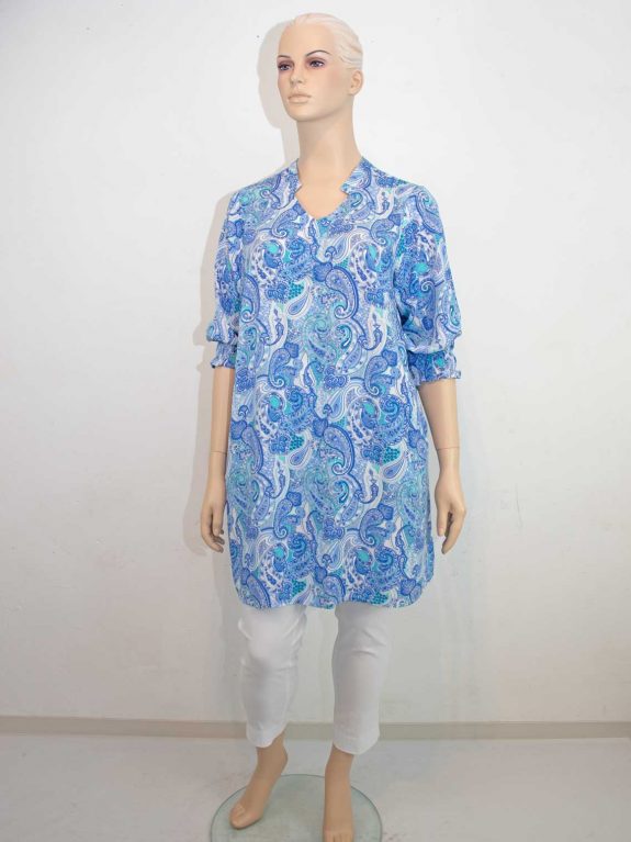 Gozzip Tunika Kleid Paisley Druck blau große Größen Sommer Mode online