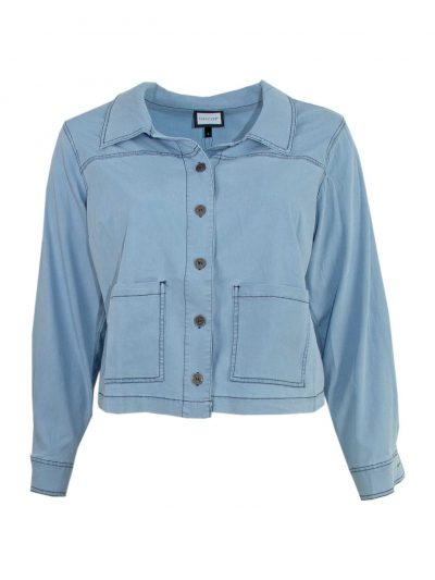 Gozzip Kurzjacke blau Jeanslook Baumwolle große Größen Sommer Mode online