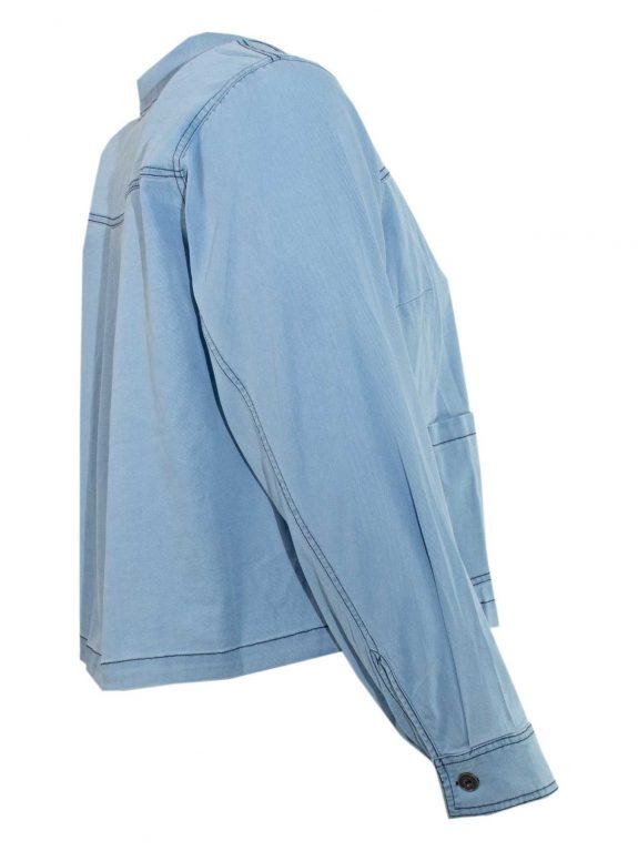 Gozzip Kurzjacke blau Jeanslook Baumwolle große Größen Sommer Mode online