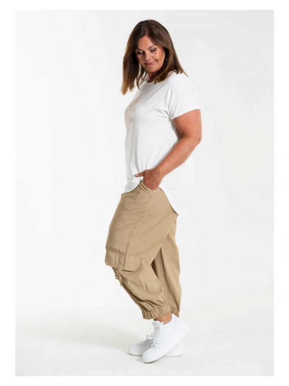 Gozzip trousers cargo 7/8 sand plus size trousers summer fashion online