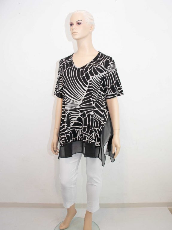 seeyou Tunika zipfelig Jersey Chiffon schwarz-weiß große Größen Frühjahr Sommer Mode online