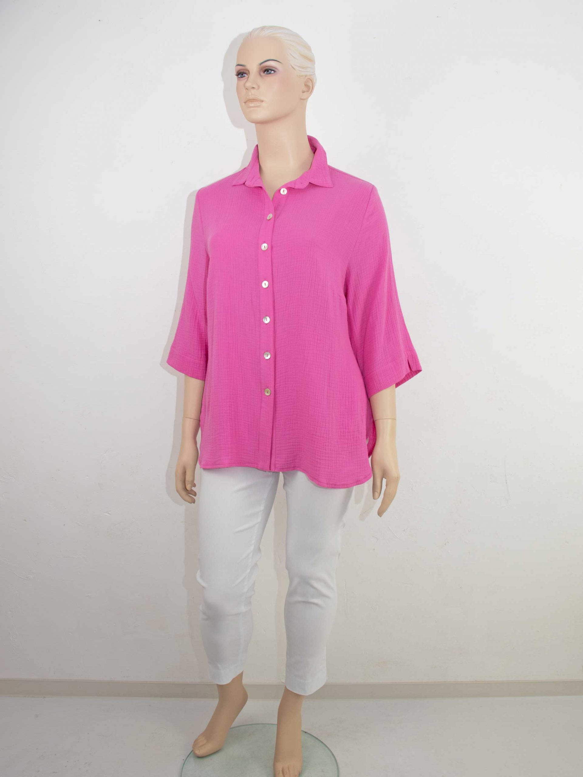 KjBRAND Shirt Muslin cotton pink plus size summer fashion online