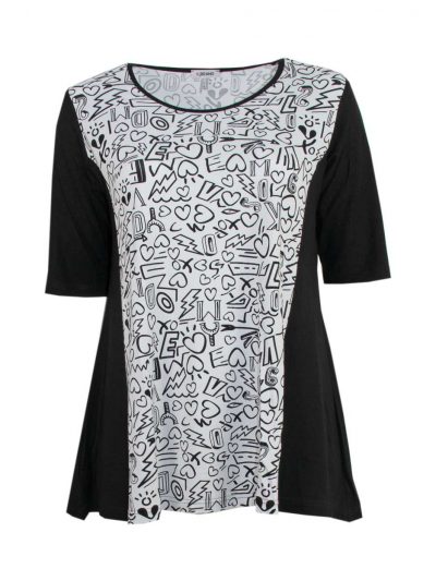 KjBRAND Shirt A-Linie Herzen schwarz Kurzarm Sommer große Größen Mode online
