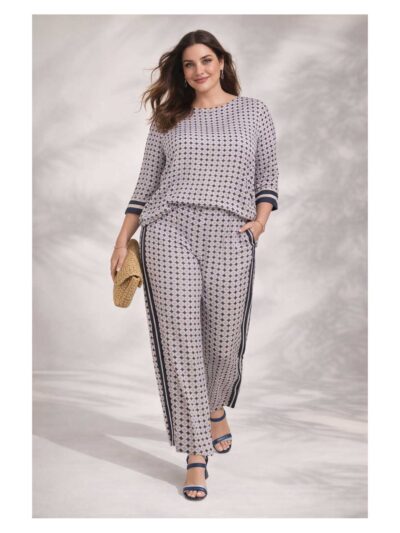 Elena Miro Blusen-Shirt blau-weiß Bloom Viskose große Größen italienische Frühjahr Sommer Mode online