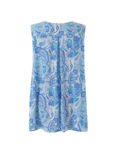 Gozzip sleeveless top Paisley print blue summer plus size fashion online