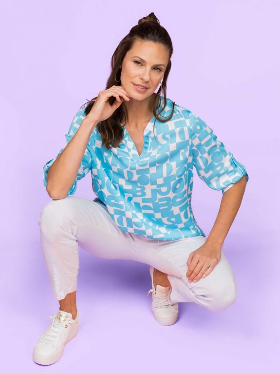 seeyou Blouse Top skyblue Lettering plus size spring summer fashion online