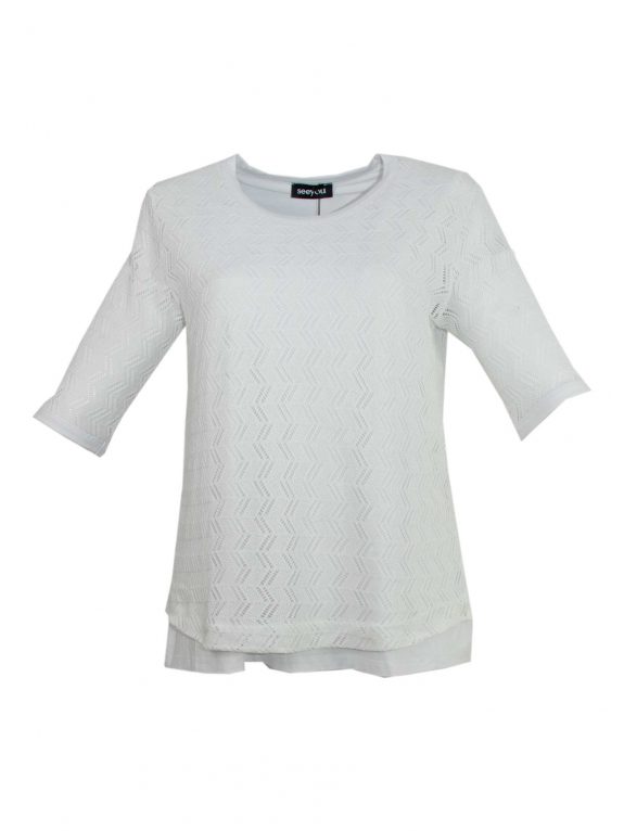 seeyou Strick-Shirt Mesh weiß Halbarm luftig große Größen Frühjahr Sommer Mode online