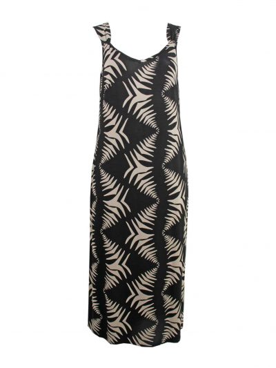 Doris Streich Kleid Maxi Druck schwarz beige Sommer große Größen Mode online