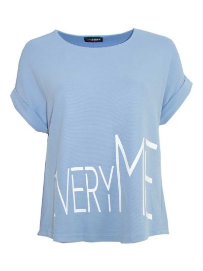 Doris Streich Shirt Ottoman hellblau Kurzarm Wording große Größen Frühjahr Sommer Mode online
