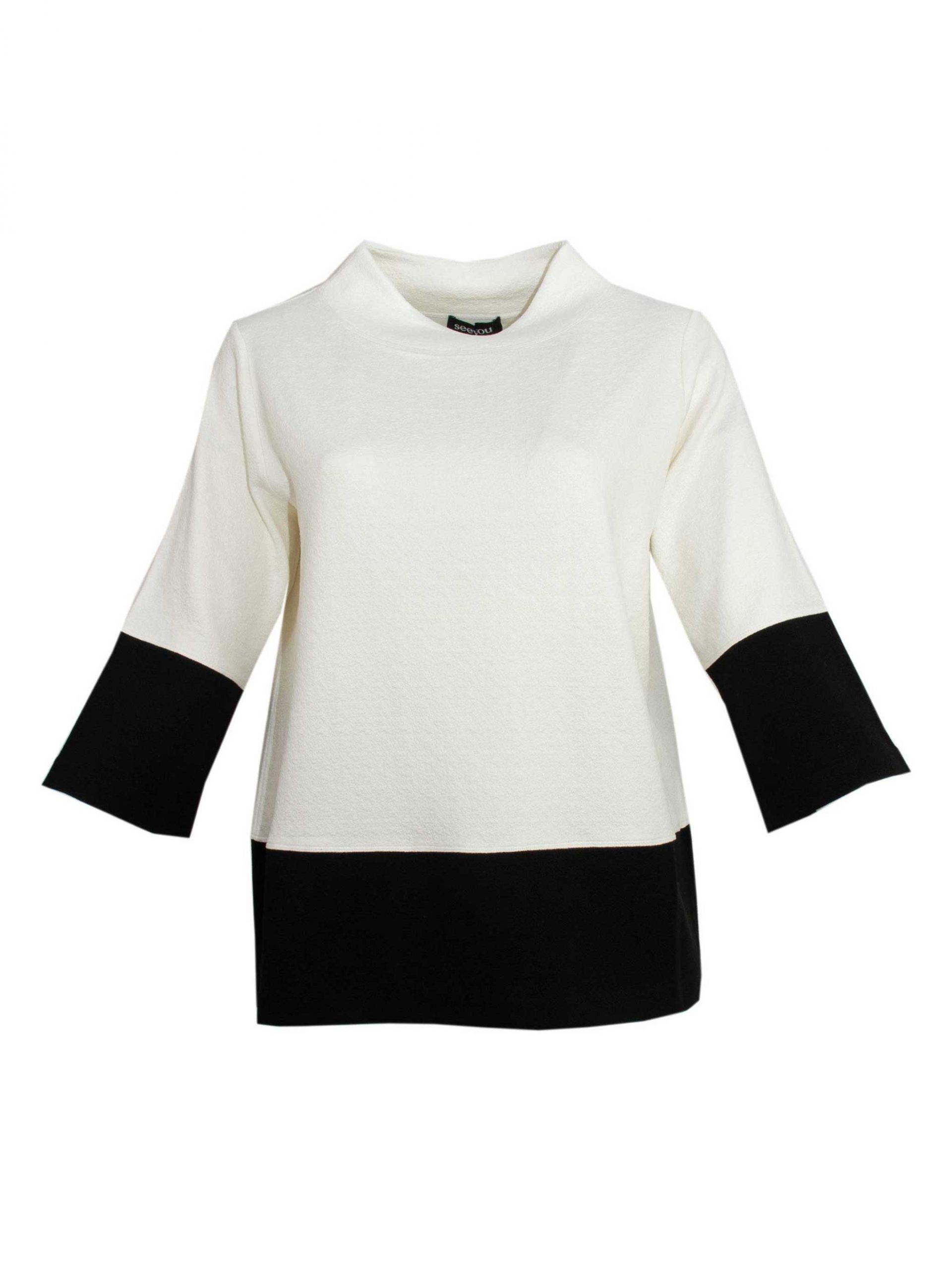 seeyou weicher Pulli wollweiß schwarz Block große Größen Herbst Winter Mode online