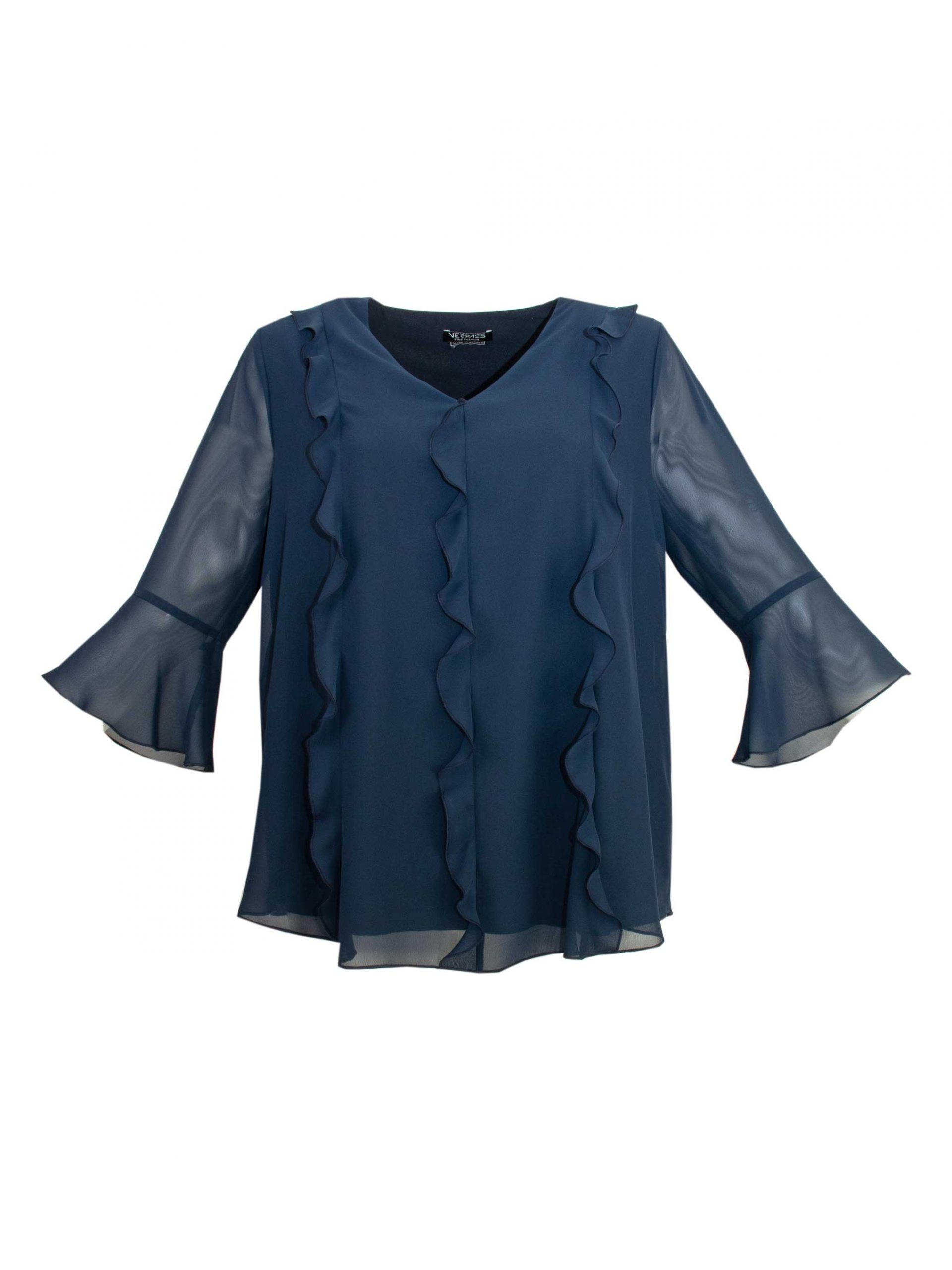 Verpass Blusen-Tunika Rüsche Chiffon blau große Größen Frühjahr Sommer Mode online