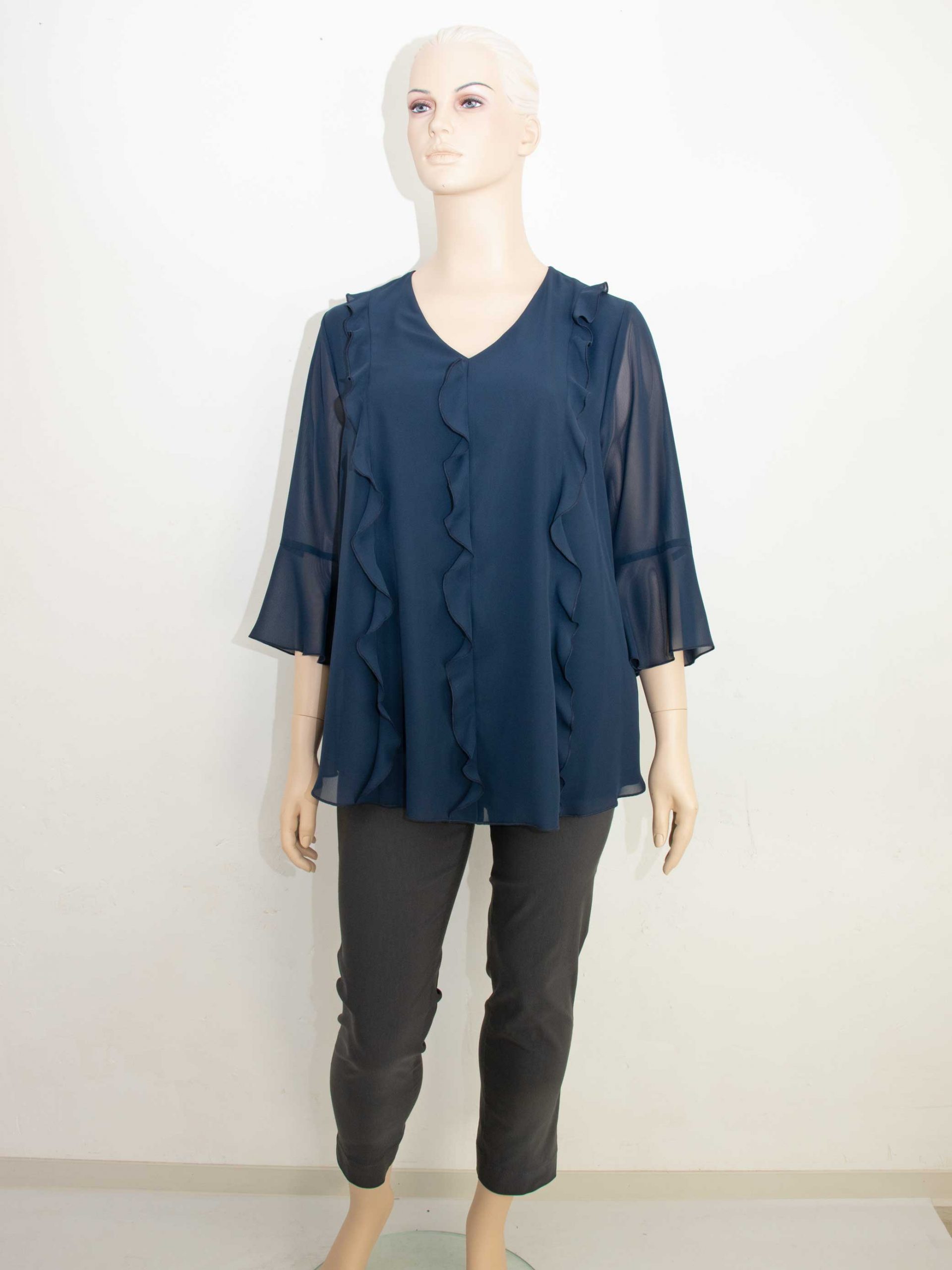 Verpass Blusen-Tunika Rüsche Chiffon blau große Größen Frühjahr Sommer Mode online