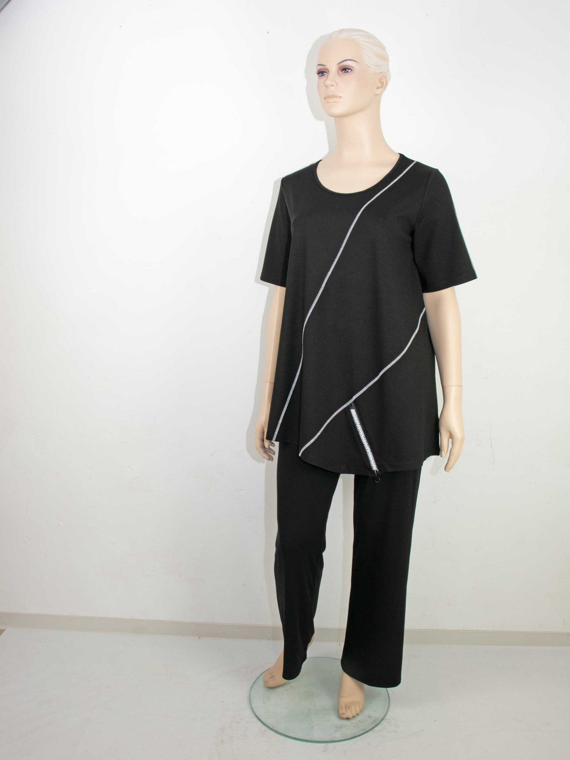 seeyou Long-Shirt Steppnähte asymmetrisch schwarz Frühjahr Sommer große Gräßen Mode online