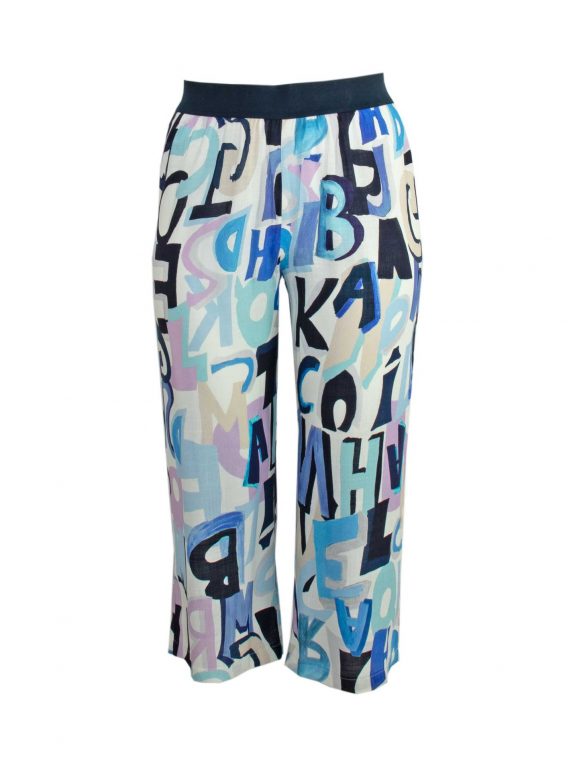 seeyou Hose Culotte Letters Druck blau Viskose Frühling Sommer curvy Mode online