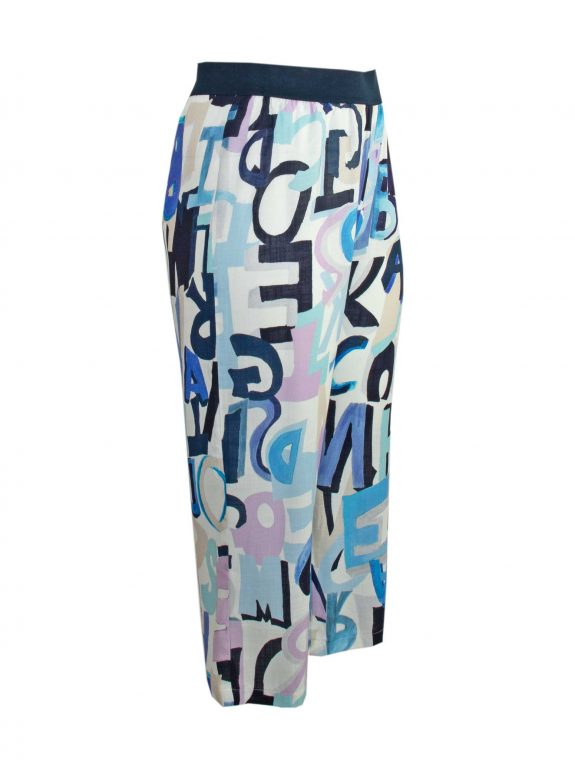 seeyou Hose Culotte Letters Druck blau Viskose Frühling Sommer curvy Mode online