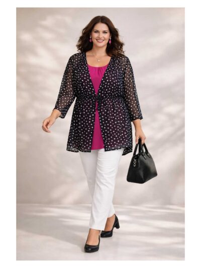 KjBRAND Blusen-Jacke Tupfen schwarz-weiß große Größen Frühjahr Sommer elegante Mode online