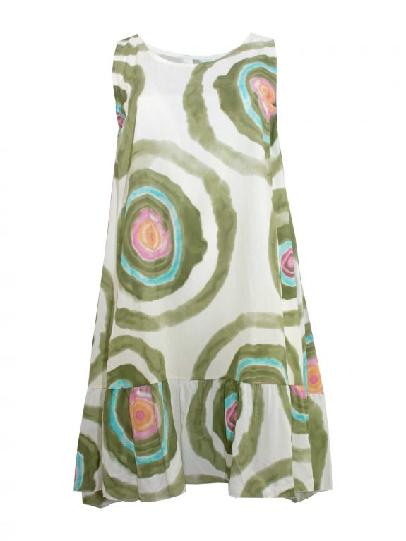 Sommer-Kleid Volants ärmellose Kringel grün Frühjahr Sommer große Größen Mode online