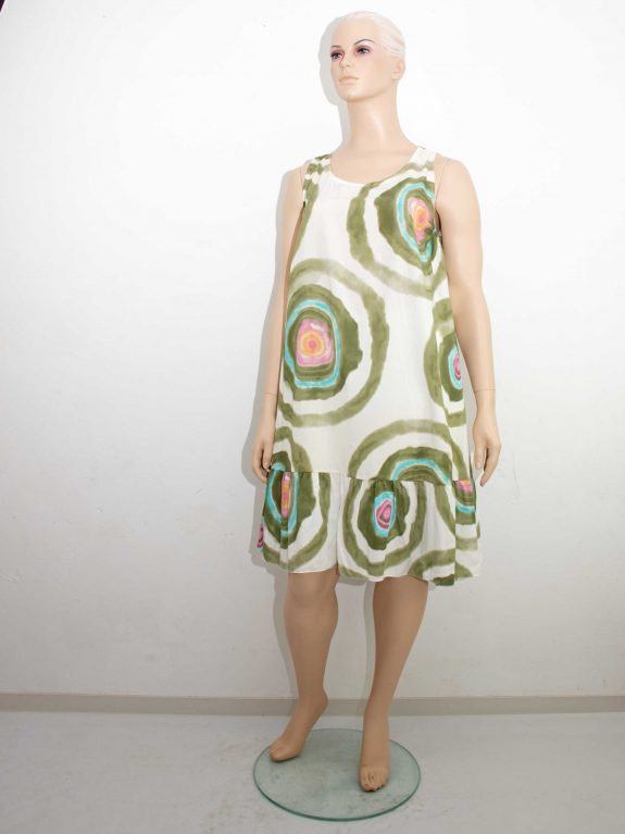 Sommer-Kleid Volants ärmellose Kringel grün Frühjahr Sommer große Größen Mode online