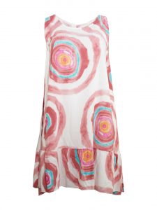 Sommer-Kleid Volants ärmellose Kringel pink Frühjahr Sommer große Größen Mode online